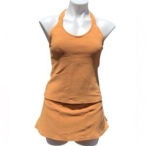 Land’s End 2-Piece Swimsuit Bikini Halter Top And Swim Skirt Set Vintage Size 14